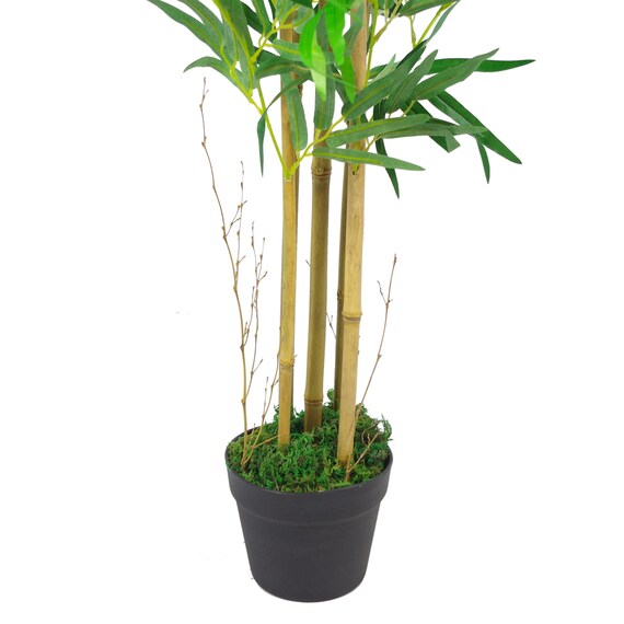thumbnail image 2 of Leaf Artificial Bamboo Tree - 120cm (4ft) Realistic With Natural Wood Trunk 2 of 6