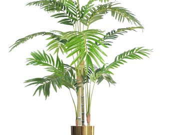 120cm (4ft) Premium Artificial Areca Palm with pot with Gold Metal Planter