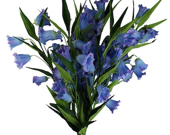 Pack Of 6 X 100cm Trumpet Artificial Flower Stem Blue