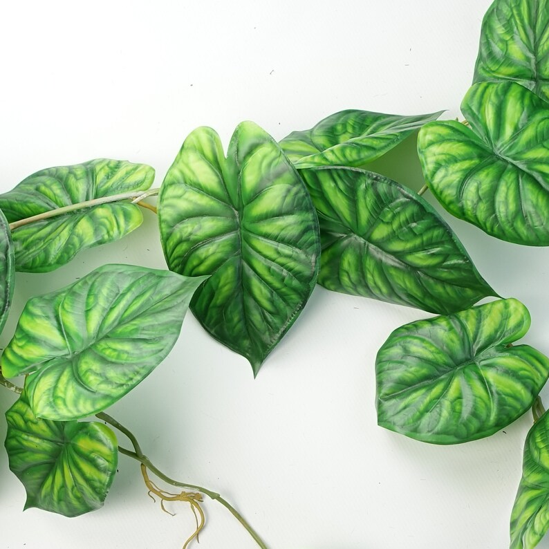 120cm Artificial Hanging Trailing Plant Alocasia Dragon Scale Green image 2