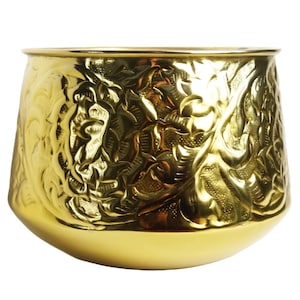 18cm Gold Swirl Metal Planter By Leaf