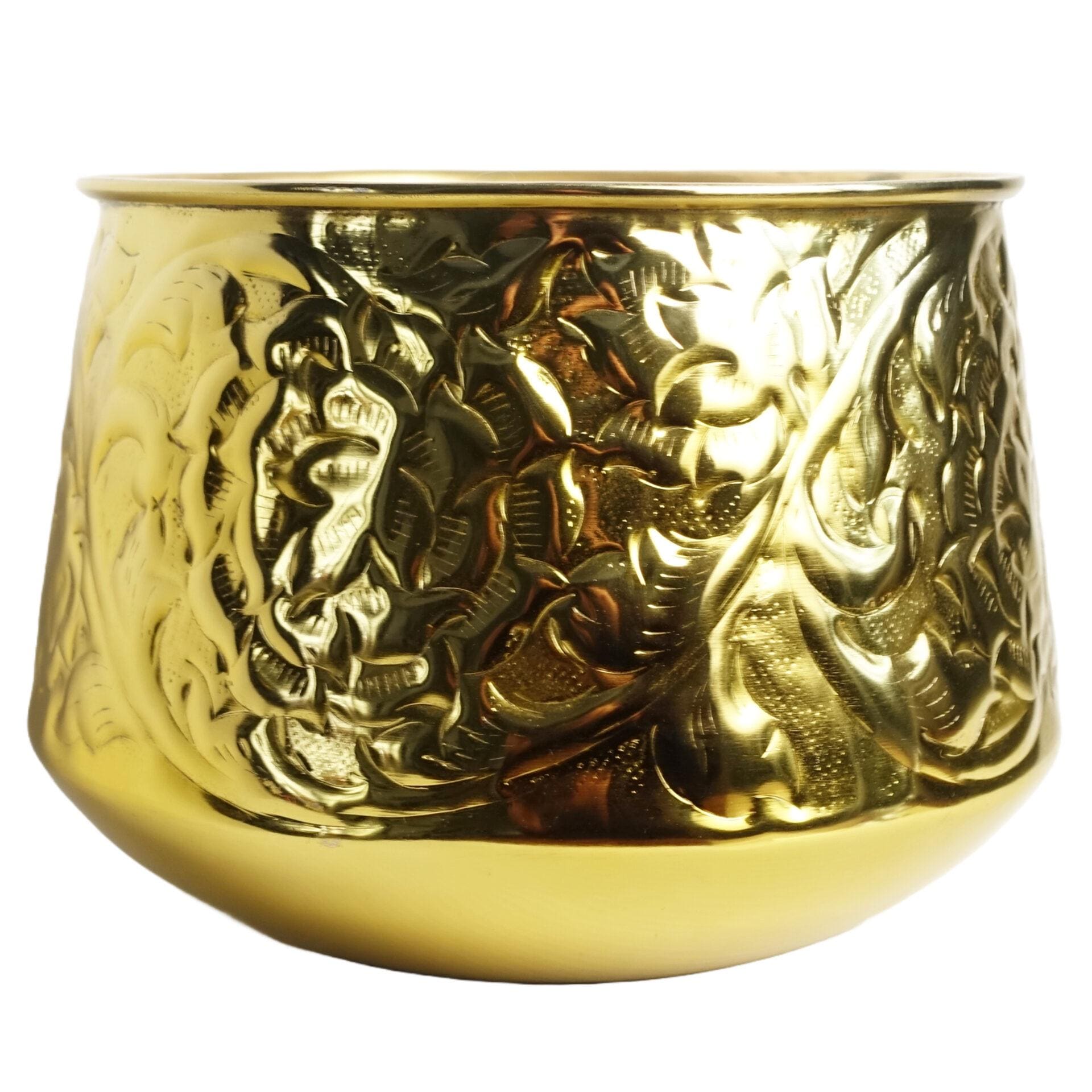 18cm Gold Swirl Metal Planter By Leaf