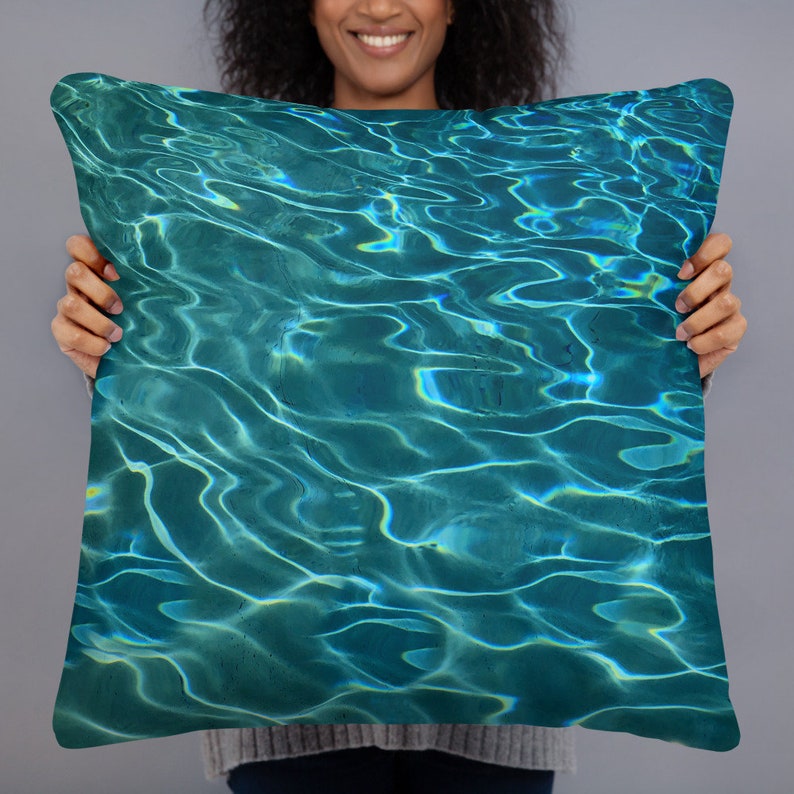 Teal Blue Ocean waves teal blue wave pattern Pillow