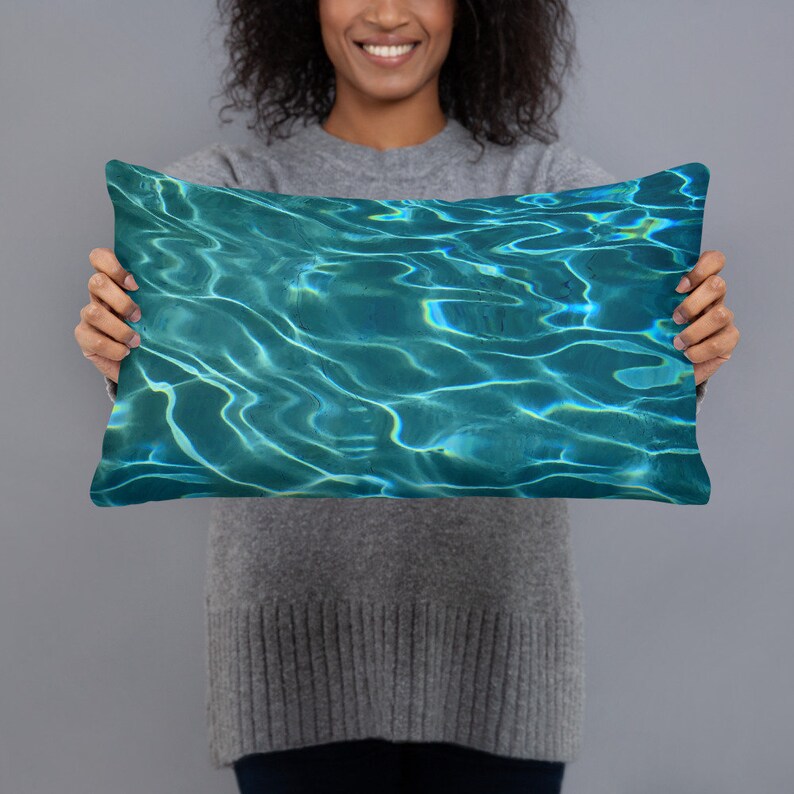 Teal Blue Ocean waves teal blue wave pattern Pillow