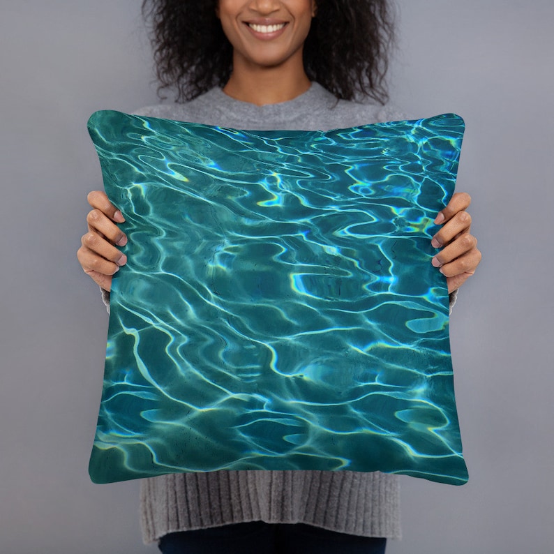 Teal Blue Ocean waves teal blue wave pattern Pillow