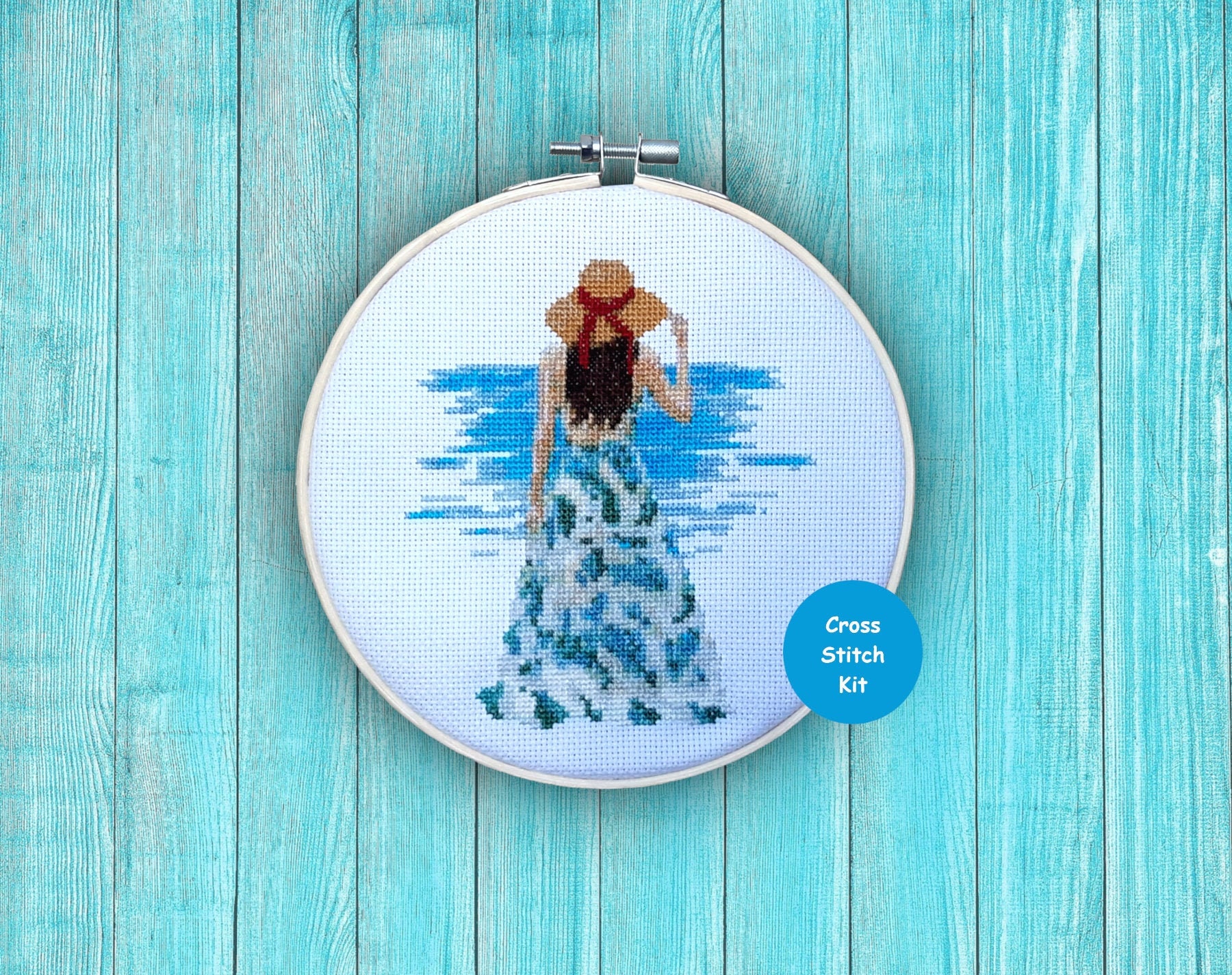 Girl at the Beach Cross Stitch Kit Etsy