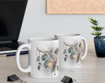 Holly and Tiny Ornament Mug 11oz