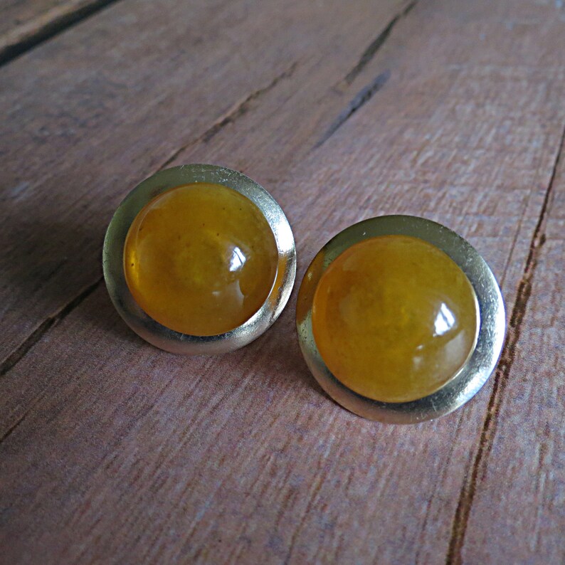 Vintage amber clip on earrings. Baltic amber earrings. Cognac Etsy