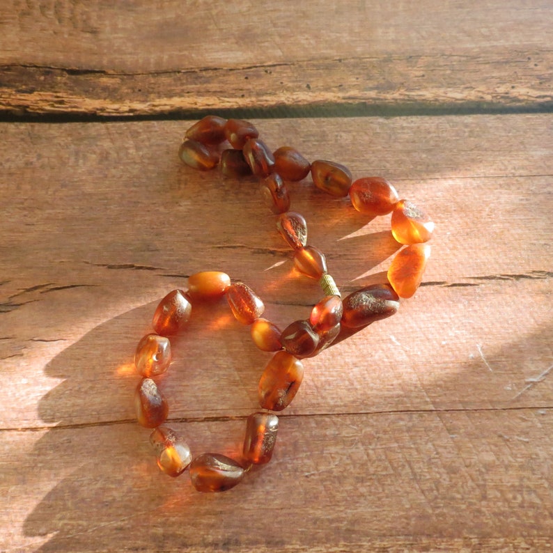 Vintage natural amber necklace Amber dangle Vintage amber gift.35 gr Vintage 1950s Cognac color amber necklace Old genuine baltic amber