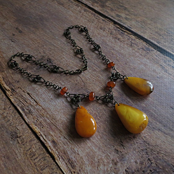 Vintage Amber Necklace. Genuine Butterscotch Baltic Amber. | Etsy