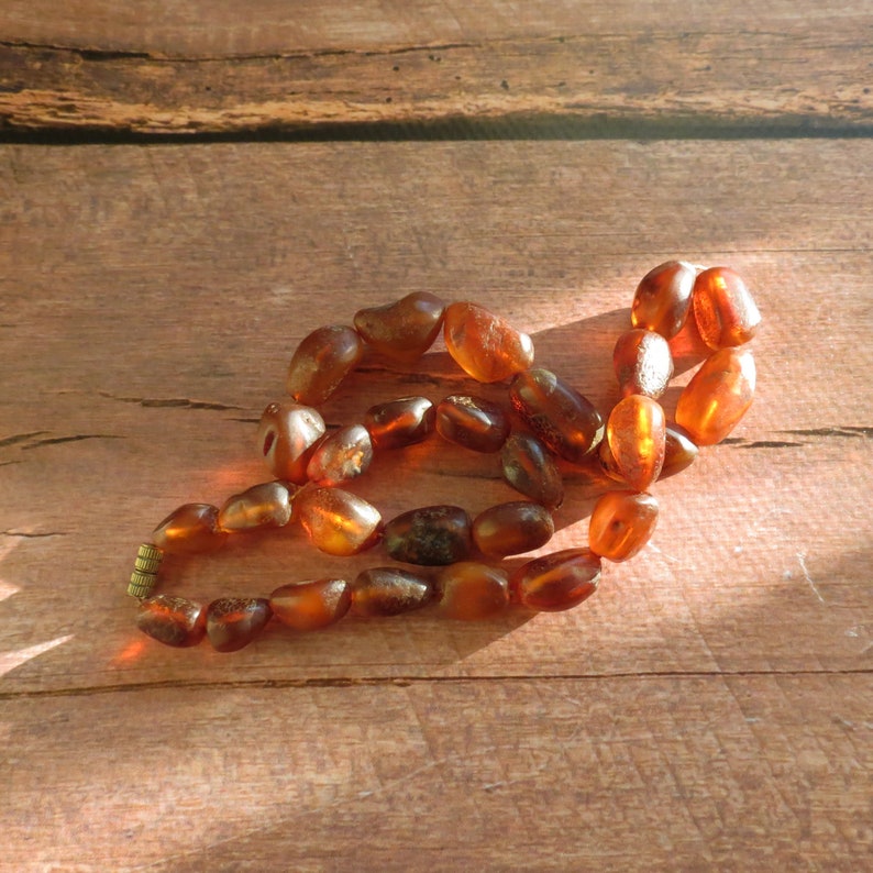 Vintage natural amber necklace Amber dangle Vintage amber gift.35 gr Vintage 1950s Cognac color amber necklace Old genuine baltic amber