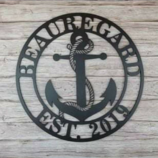 Custom Metal Anchor Sign | Metal Wall Art | Nautical Sign | Family Name Sign | Personalized Wedding Gift | Custom Metal Art | Wall Decor