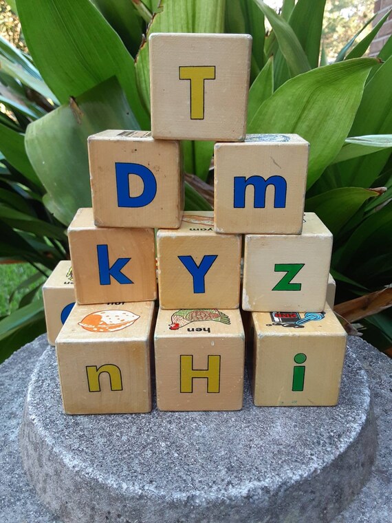 Vintage Wood ABC Blocks // Found Objects for Assemblage // Etsy