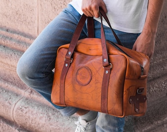 Bolso de cuero grande personalizado, regalo de bolso de viaje personalizado para el marido, bolso de cuero unisex, bolso de fin de semana para hombres, bolso de gimnasio, regalo de bolso Duffel