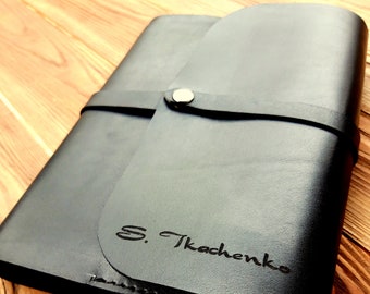 Notebook journal Cover A5, Black leather sketchbook, Leather Planner a5, Leather Diary, Travel Journal, Teacher gift, 35th Birthday men gift