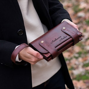 Lederarmband Brieftasche für Männer, Personalisierte Brieftasche für Männer, Personalisierte Brieftasche für Männer, Personalisierte Clutch für Männer, Personalisierte Brieftasche für Männer Bild 2