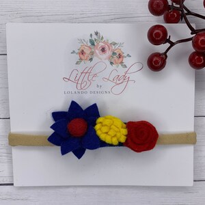 Disney Inspired, Snow White newborn & toddler flower headband- bow, photo prop