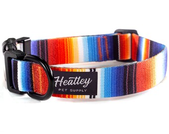 Mexican Dog Collar - Serape Blue Orange | Blanket | Pattern | Colorful | Modern