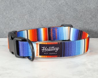 Mexicaanse hondenhalsband - serapeblauworanje | Deken | Patroon | Kleurrijk | Modern