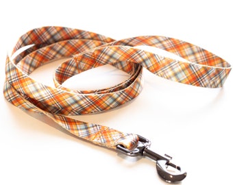 Autumn Tartan Leash - Plaid Fall Orange