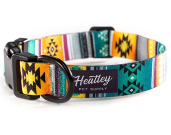 Southwest Dog Collar - Tucson / Green Yellow | Tribal | Navajo | Southwest