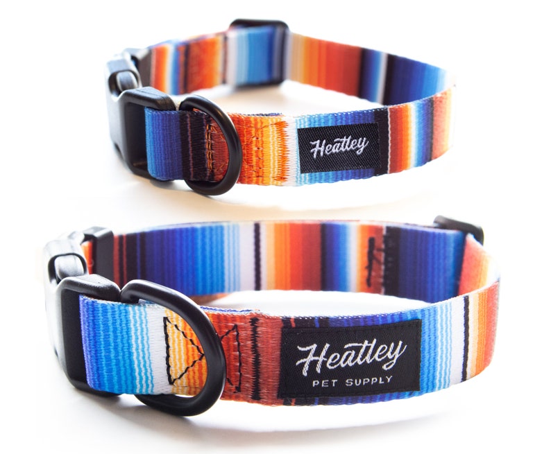Mexican Dog Collar Serape Blue Orange Blanket Pattern Etsy Canada