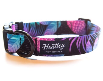 Tropic Nights Dog Collar - Tropical | Summer | Neon | Colorful | Palms