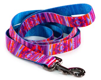 Spirit Trail Purple Dog Leash - Tribal Geometric Pattern