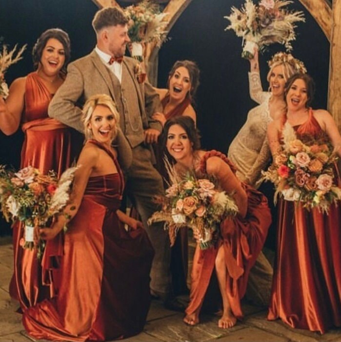 Rust Velvet Multiway Bridesmaid Dress: Handmade, Copper
