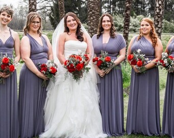 DARK GREY Multiway Dress Bridesmaid Dress Infinity Dress Twist Wrap Dress Evening Gown Prom Dress Wedding Convertible Grey Dress Handmade Etsy
