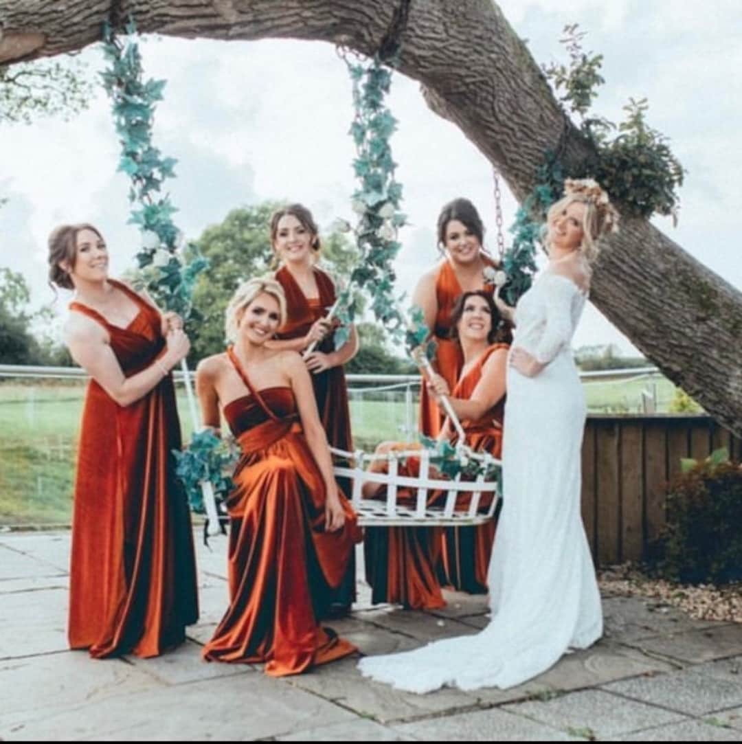 bridesmaid dresses rush delivery RUST VELVET Multiway Bridesmaid Dress: Handmade, copper
