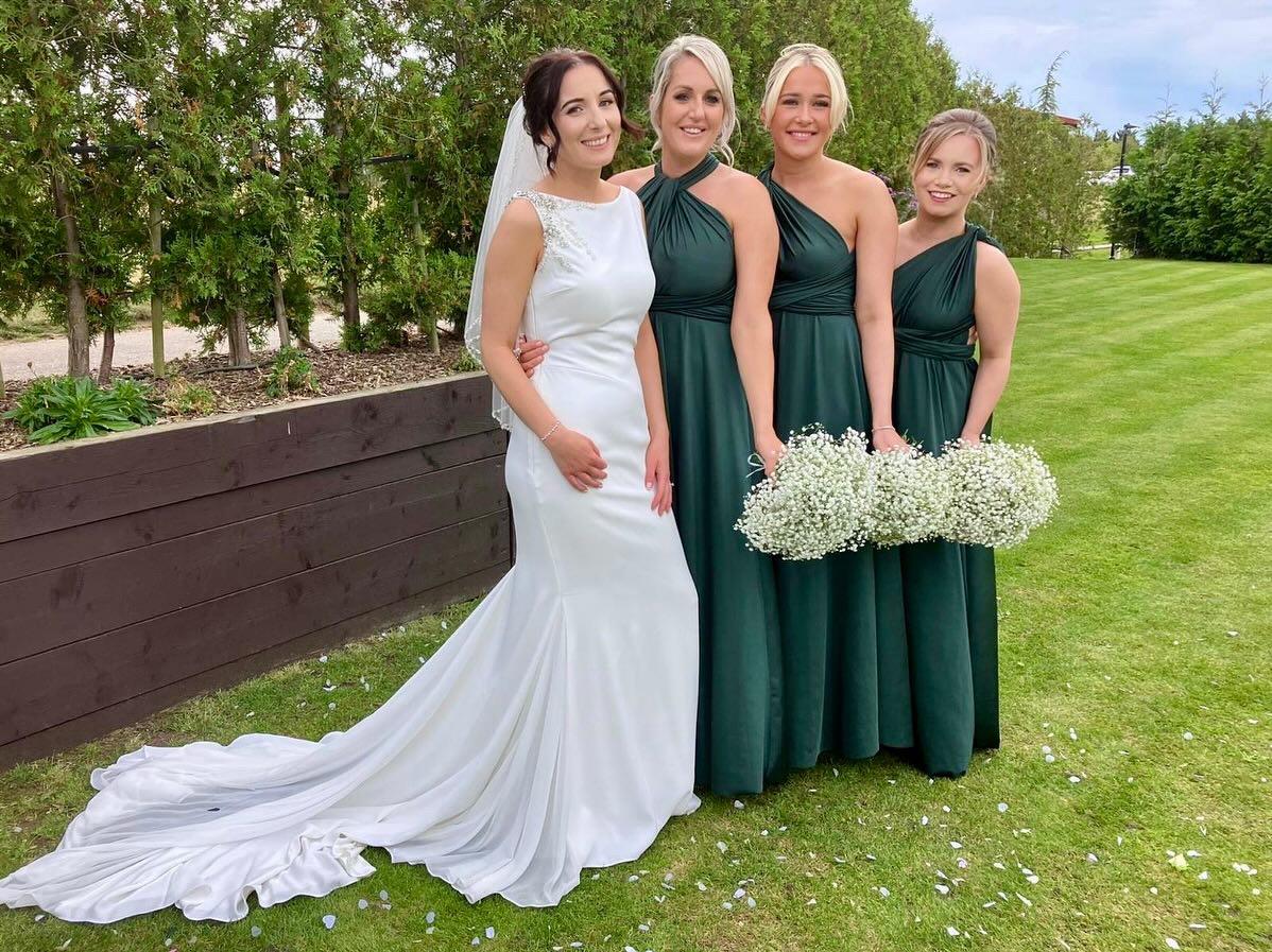 Satin Emerald Green Bridesmaids Dresses - Etsy UK