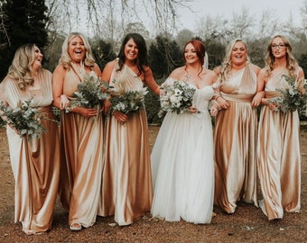 CHAMPAGNE VELVET Multiway dress Copper dress Bridesmaid dress Infinity dress Twist wrap dress Prom dress Convertible dress Evening gown