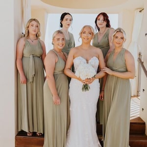 LIGHT OLIVE Brautjungfer Kleid Handmade Infinity Kleid Twist Wickelkleid Abschlussball Kleid Cabrio Kleid Abendkleid Multi-Wege-Kleid Grün