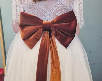 Handmade Dress Bow: Bridesmaid, Flower Girl Sash - Detachable Pin