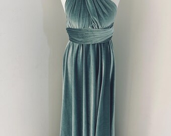 DUCK EGG BLUE Velvet Multiway Bridesmaid Dress: Handmade - Etsy UK