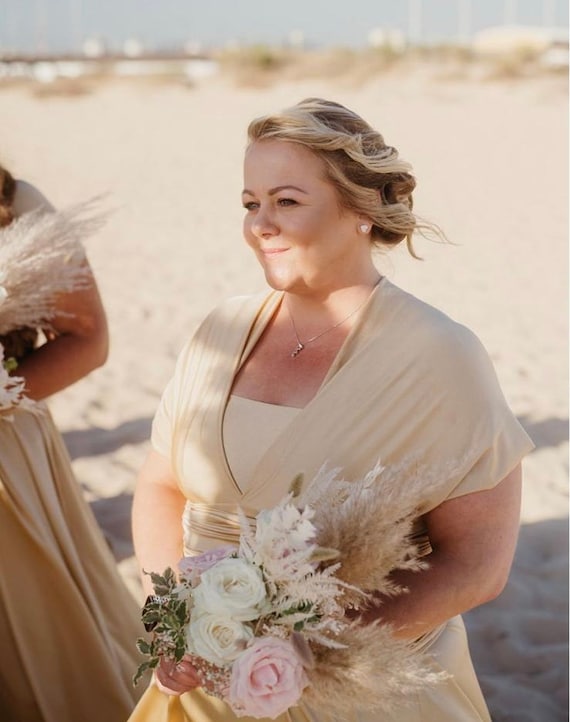Gold Bridesmaid Dress Infinity Dress Twist Wrap Dress Prom Dress