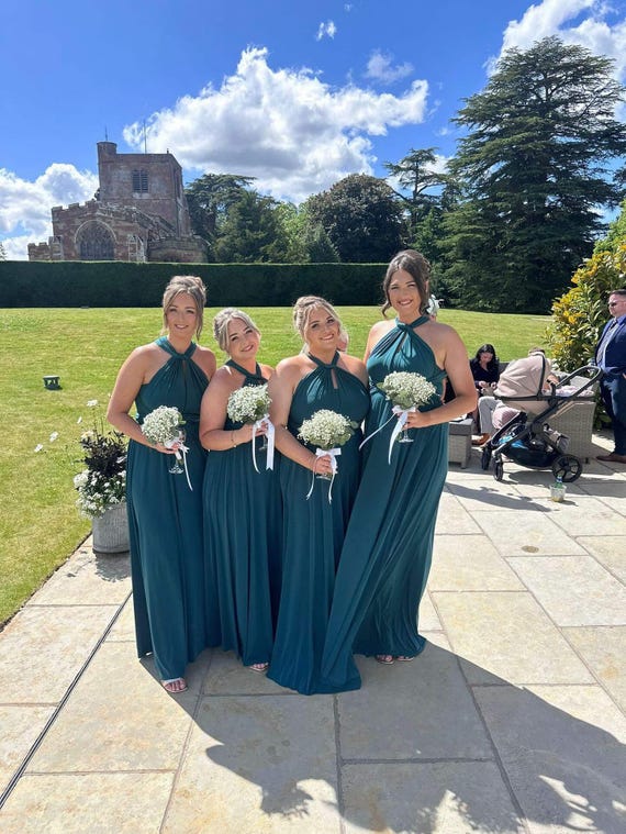 Grey green bridesmaid dresses hot sale