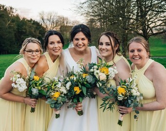Pale lemon shop bridesmaid dresses