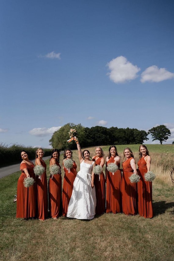 ORANGE RUST Multiway Bridesmaid Dress: Handmade - Etsy Israel