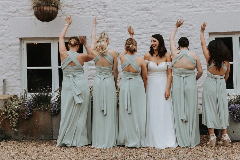 SAGE Bridesmaid dress Infinity dress Twist wrap dress Prom dress Convertible dress Evening gown Multi-way dress Sage dress Maxi dress Green image 8