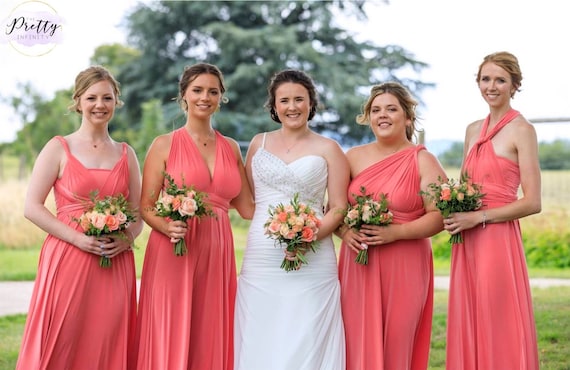 dark coral bridesmaid dresses