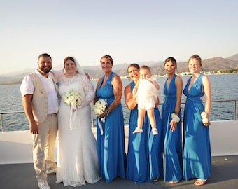 Turquoise Multiway Bridesmaid Dress: Convertible Twist Wrap Gown