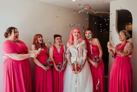Cerise Multiway Bridesmaid Dress: Handmade Infinity Gown - Etsy UK Cerise Multiway Bridesmaid Dress: Handmade Infinity Gown - Etsy UK