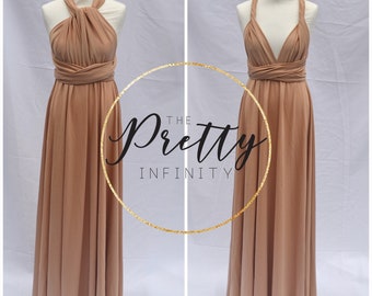 BRONZE Bridesmaid dress Infinity dress Twist wrap dress Prom dress Convertible dress Evening gown Multi-way dress Gold Dress Maxi dress