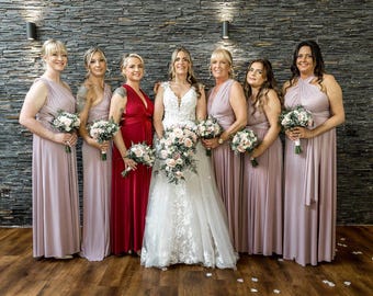 Long Dusty Rose Bridesmaid Dress With Sleeve. Modest Pink Dress With  Pockets - 35+ Colors - Etsy