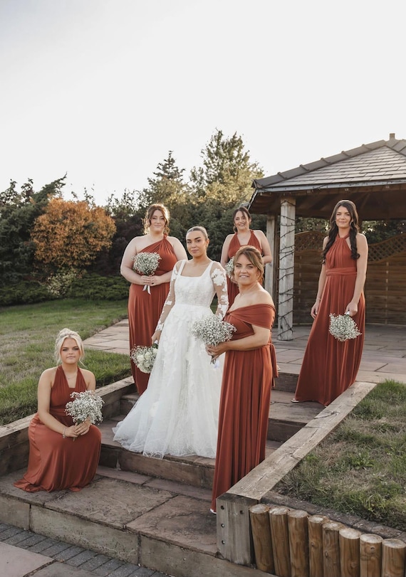 bridesmaid dress rust color ORANGE Multiway dress: Handmade This elegant sleeveless bridesmaid