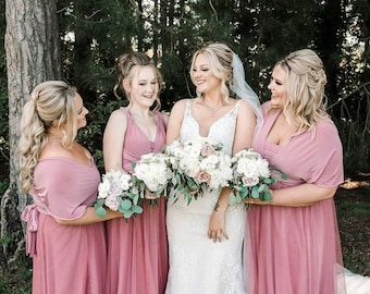 DUSTY PINK TULLE Bridesmaid dress Infinity dress Twist and wrap dress Tulle Multi-way dress Convertible Maxi dress Pink dress Tulle overlay