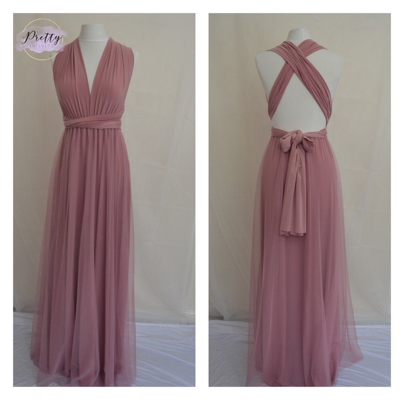 DUSTY PINK TULLE Bridesmaid Dress Infinity Dress Twist and - Etsy Australia