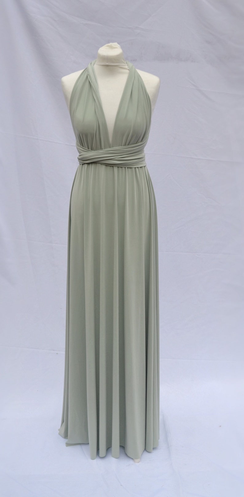 SAGE Bridesmaid dress Infinity dress Twist wrap dress Prom dress Convertible dress Evening gown Multi-way dress Sage dress Maxi dress Green image 5